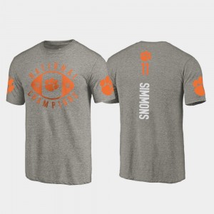 Men's Isaiah Simmons Gray Clemson Tigers #11 College Football Playoff 2018 National Champions T-Shirt 757533-116