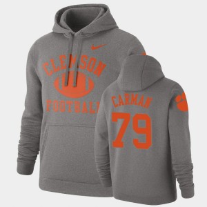 Mens Jackson Carman Heathered Gray Clemson Tigers #79 Pullover Retro Football Hoodie 687526-273