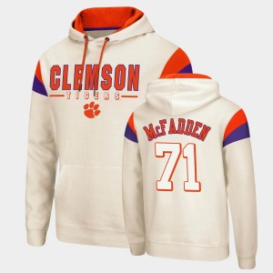 Mens Jordan McFadden Cream Clemson Tigers #71 Pullover Fortress Hoodie 784160-424