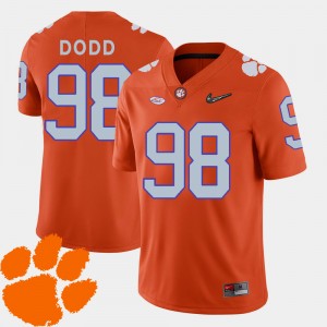 Mens Kevin Dodd Orange Clemson Tigers #98 2018 ACC College Football Jersey 688293-511