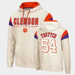 Mens Mason Trotter Cream Clemson Tigers #54 Pullover Fortress Hoodie 586825-635