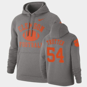Men Mason Trotter Heathered Gray Clemson Tigers #54 Pullover Retro Football Hoodie 528168-904