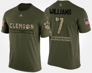 Mens Mike Williams Camo Clemson Tigers #7 Short Sleeve With Message Military T-Shirt 230760-626