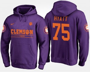 Men Mitch Hyatt Purple Clemson Tigers #75 Name and Number Hoodie 486117-967