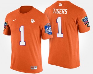 Men's Orange Clemson Tigers #1 No.1 Atlantic Coast Conference Sugar Bowl Name and Number Bowl Game T-Shirt 799879-159