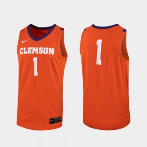 Mens Orange Clemson Tigers #1 College Basketball Replica Jersey 811867-191