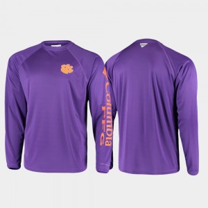 Men Purple Clemson Tigers PFG Terminal Tackle Long Sleeve Omni-Shade T-Shirt 278206-606