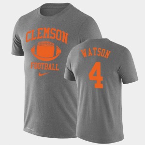 Men Deshaun Watson Heathered Gray Clemson Tigers #4 Lockup Legend Performance Retro Football T-Shirt 385612-207