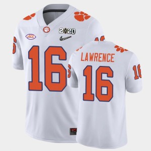 Men Trevor Lawrence White Clemson Tigers #16 2020 Playoff Game College Football Jersey 127139-431