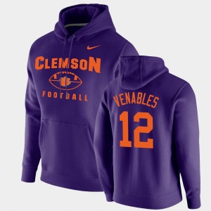 Men Tyler Venables Purple Clemson Tigers #12 Football Pullover Oopty Oop Hoodie 251894-958