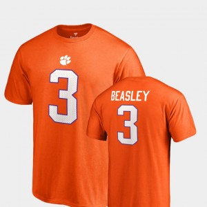 Men Vic Beasley Orange Clemson Tigers #3 Name & Number College Legends T-Shirt 127703-549