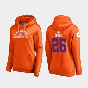 Women's Adam Choice Orange Clemson Tigers #26 College Football Playoff Pylon 2018 National Champions Hoodie 952715-901