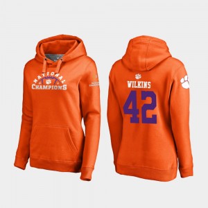 Women Christian Wilkins Orange Clemson Tigers #42 College Football Playoff Pylon 2018 National Champions Hoodie 919274-756