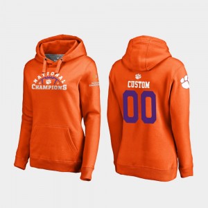 Women Custom Orange Clemson Tigers #00 College Football Playoff Pylon 2018 National Champions Hoodie 781670-594