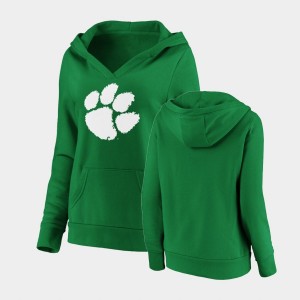 Women Green Clemson Tigers White Logo Pullover St. Patrick's Day Hoodie 956980-640