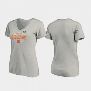 Women's Heather Gray Clemson Tigers Post V-Neck 2020 National Championship Bound T-Shirt 874129-477