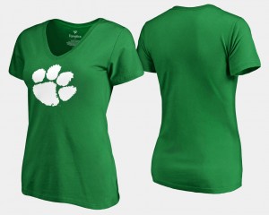 Womens Kelly Green Clemson Tigers White Logo St. Patrick's Day T-Shirt 177376-593