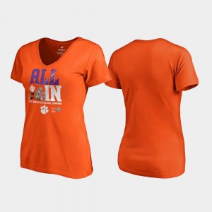 Womens Orange Clemson Tigers Endaround V-Neck College Football Playoff 2018 Cotton Bowl Champions T-Shirt 783070-460