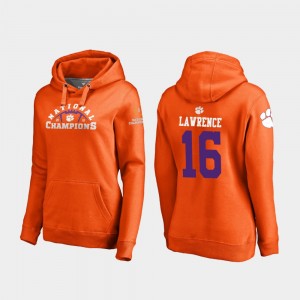 Women Trevor Lawrence Orange Clemson Tigers #16 College Football Playoff Pylon 2018 National Champions Hoodie 816728-360