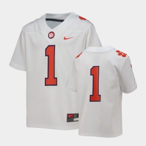 Youth White Clemson Tigers #1 Football Replica Jersey 380779-398