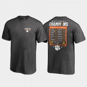 Youth Heather Gray Clemson Tigers Hardcount Schedule College Football Playoff 2018 National Champions T-Shirt 802985-260