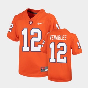 Youth Tyler Venables Orange Clemson Tigers #12 Replica Untouchable Jersey 344383-247